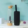 Tapa de Bambú Transfronteriza Vaso de Cristal Columna Hexagonal Natural Vaso de Energía Taza de Agua Botella de Agua Taza de Té de Cristal Se Puede Imprimir Lo