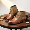 Bestseller de Amazon - Botas Martin Retro Nuevas, Caña Media, Diseño Tallado, Modernas para Hombre, Versátiles, Casuales - 27039