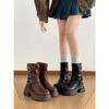 Botas Martin Grossas Estilo Britânico Marrom Retrô para Mulheres, Novo Modelo Outono 2026, Combinadas com Saias para um Look Magro, Botas de Cowboy Ocidentais