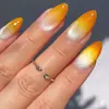Uñas Postizas de Ojo de Gato Almendradas con Gradiente Naranja Dorado al Atardecer, Base Nude y Brillo, Pegatinas para Uñas Postizas, Suministros para Uñas Transfronterizos