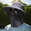 Sombrero de pesca con protección solar para hombre, de verano, para exteriores, de gran tamaño, transpirable, antimosquitos, con chal y máscara para recoger té.