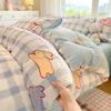 Juego de Cuatro Piezas de Cama de Terciopelo de Leche 2025 Nuevo Coral Terciopelo Dormitorio Dibujos Animados Ropa de Cama Juego de Tres Piezas Invierno Forro Polar y Engrosado