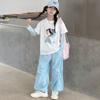 Camiseta de Verão de Manga Curta para Meninas 2025 Novo Estilo Tops de Manga de Proteção Solar de Verão Infantil T-shirt da Moda para Meninas Crianças Grandes