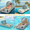 Sillón Inflable para Agujero de Agua con Respaldo Asiento Flotante para Tomar el Sol Toldo Cama Flotante Cama de Playa Plegable
