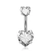 Acero de Titanio 316L Antialérgico Piercing de Ombligo Circonita Aleación de Titanio Corazón Hueco con Forma Redonda Joyería para Body Piercing Exclusivamente para Ventas Transfronterizas