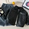 Jaqueta de Couro para Meninos Bangcheng 2026 Inverno Nova Estilosa Casaco Acolchoado Infantil com Gola Reversível, Atacado Roupas de Inverno Quentes para Meninos