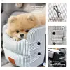Asiento de Coche Portátil para Mascotas para Perros y Gatos Suave y Cómodo con Cojín Extraíble Correa de Hombro Ajustable para Transportar Fácilmente Diseño Rayado Perfecto para Mascotas de Hasta 12 lbs Ideal para Viajes en Coche
