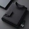 Nuevo Suéter Delgado de Seda de Morera + Lana de Oveja de Cuello Alto Largo para Hombre Camiseta Interior de Punto para Hombre Lana t