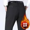 Pantalones Vaqueros Occidentales para Hombre de Otoño e Invierno Pantalones Casuales Forrados de Polar Pantalones de Traje para Hombres de Mediana Edad y Mayores Pantalones Gruesos Holgados Pantalones Rectos para Hombre