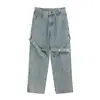 Pantalones de Diseño Retro Americano Primavera y Otoño Marca de Tendencia High Street Transfronteriza Jeans Casuales Rectos Sueltos para Hombre