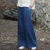 26 Ropa de Otoño de Algodón y Lino para Mujer Estilo Artístico Retro Pantalones Anchos Casuales Lavados con Arena de Ramio Pantalones Anchos Versátiles de Lino para Mujer