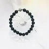 Prata 925 Cristal de Cabelo Preto Obsidiana Cristal Pulseira de Casal Presente de Aniversário Promessa Pulseira de Estudante Dia dos Namorados para Homens e Mulheres
