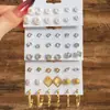 Pendientes de Moda Transfronterizos Europeos y Americanos en Forma de Corazón Set de 6 Piezas Set Creativo de Pendientes Dorados con Círculo Incrustados de Perlas