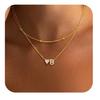 Collar Amazon Style con Letra Inicial y Corazón, Cadena Satélite de Moda, Joyería Apilable de Doble Capa con Corazones para Mujer