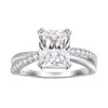 Joyería de Plata de Comercio Exterior Anillo de Plata S925 Plata de Ley 7*9 Circonita 3 Quilates Diamante Cuadrado 5A Circonita Anillo de Lazo Lujo Accesible y Sentido de Gama Alta