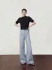 Ropa para mujer transfronteriza al por mayor: Top de punto casual, versátil, simple y suave de manga corta con cuello semi alto 2026