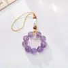 Corrente de Celular de Ametista Natural Nove Fogo Roxo Sorte Pingente de Cristal Auspicioso Cordão Anti-Queda para Celular Venda por Atacado