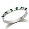 Pulseira Feminina de Luxo Transfronteiriça Incrustada com Zircônia Redonda Verde Rosa Aço Inoxidável Pulseira de Zircônia Joia Moda Nova