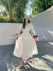 Oferta Especial Sin Devoluciones/Cambios Vestido de Verano Francés de Manga Corta Xiu Xi Xi Color Sólido Falda Pura Deseo Mujer 88505