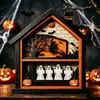 Venda Quente Transfronteiriça Decorações de Casa Assombrada de Madeira Intercambiáveis de Halloween Fantasma Bruxa Abóbora Artesanato para Decoração de Mesa