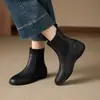 Botines cortos para mujer para otoño e invierno, botas de cuero genuino con suela blanda, botas estilo Martin, botas calcetín elásticas, botas ajustadas para commuting, botines Chelsea