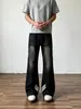 Jeans rectos a rayas azules retro para hombre, pantalones de trabajo holgados de corte limpio, pantalones de estilo vibe de la alta calle americana