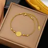 Estilo Chino Nuevo Estilo Chino Pulsera Redonda de Acero de Titanio de Doble Cara con Bendiciones para Mujer, Moda de Nicho y Joyería de Diseño Versátil