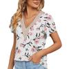 Amazon 2023 Europa e Estados Unidos comércio exterior transfronteiriço primavera e verão nova renda de ouro V-neck pétala manga curta flor top camiseta
