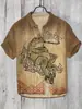 Camisa Casual de Verano Suelta de Manga Corta para Hombre, Estampado Creativo de Elementos Marinos con Textura, Marca Independiente, Lino Transpirable, 2024