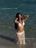 Hermoso Bikini Blanco de Encaje Estilo Francés para Mujer, Sexy Vestido Largo de Baño Estilo Resort para Playa