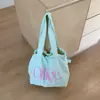 Bolso Tote con Cordón Estilo Coreano Nuevo Primavera y Verano, Bloques de Color Ligero Estampado de Letras Color Dopamina Fresco Bolso de Hombro para Fitness