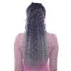 Moda Europea y Americana Peluca Gris Abuela Cola de Caballo Degradado Colorido Perm de Maíz Cola de Caballo Cabello Largo Rizado Correa de Seda de Maíz Cola de Caballo