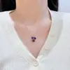 Colar de Uva de Ametista Natural em Prata Esterlina S925 Feminino Simples Nicho Luxo Acessível Estilo Fashionável Roupa de Trabalho Versátil Corrente para Clavícula