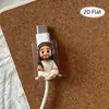 Protector de cable de datos acrílico 2D, previene la rotura, presenta diseños de animales de dibujos animados, cable de datos para teléfono Tipo-C, para ventas transfronterizas