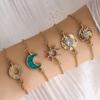 Pulseira Transfronteiriça Mais Vendida Moda Diamante Borboleta Gota de Óleo Lua Crescente Moeda Aberta Conjunto de Combinação Pulseira Pulseira Atacado