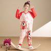 Versión coreana de camisón de manga larga pijama de una pieza niña bebé caricatura cuello redondo botón a presión pijama de algodón ropa de casa de una pieza al por mayor