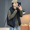 Chaleco Delgado de Doble Cara 2026 con Capucha Elegante que Reduce la Edad, Top Chaleco para Mujer, Holgado, Casual, sin Mangas, Acolchado de Algodón