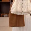 Traje de Algodón para Niñas Ropa de Invierno 2025 Nuevo Conjunto de Dos Piezas Estilo Bosque para Niños Chaqueta de Algodón Cálida con Forro de Felpa Pantalones de Pierna Ancha