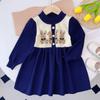 Vestido de suéter para niños al por mayor transfronterizo otoño e invierno Nuevo dulce caricatura Navidad niña jersey falda de punto