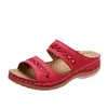 2026 Verano Exportación Estilo Étnico Moda Pantuflas Transfronterizas Huecas Tejidas Versátiles Casuales Elegantes Pantuflas de Punta Abierta