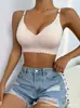 Roupa íntima feminina popular sem costura de seda gelada europeia e americana com bordas onduladas e sem aro, push-up