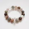 [Estrellas Brillantes] Pulsera de Cristal Blanco Natural para Mujer Versátil Oro Negro Super Siete Pulsera de Luz de Luna Gris Venta al por Mayor