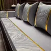 Almofada de Sofá Redwood, Almofada de Sofá Estilo Chinês de Luxo Leve, Espuma de Madeira Sólida de Alta Qualidade, Látex, Bordada, Espessada, Tapete Antiderrapante