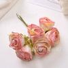 Flor de imitación retro, flor con borde quemado, rosa, bricolaje, tocado hecho a mano, ramillete de pared de flores para boda, accesorios al por mayor