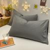 Paquete de Par de Fundas de Almohada Individuales 48x 74 Hogar Funda de Almohada Simple Algodón Lavado Lijado Color Sólido Venta al por Mayor 2 Fundas de Almohada