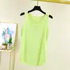 Camisola de Algodão Bambu Cor Sólida para Mulheres, Top de Verão Sem Mangas, Gola Redonda, Caimento Solto, Pode Ser Usado como Camada Externa ou como Camada Base
