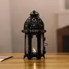 Portavelas de Vidrio Marroquí Estilo Europeo Transfronterizo, Lámpara de Viento de Metal, Taza Creativa de Velas de Aromaterapia, Adorno Decorativo de Hierro