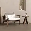 Silla Individual de Lectura de Ocio Tejida con Cuerda Estilo Wabi-Sabi para Exteriores, Silla Perezosa de Madera Maciza Impermeable para Balcón, Casa de Huéspedes, Patio