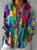 Moda Casual Femenina Europea y Americana 2026 Camisas Geométricas Abstractas Blusas Sueltas Tops Ropa Femenina Transfronteriza Distribución al por Mayor