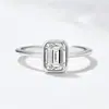 Anillo de Plata de Ley S925 Cuadrado de Circonita de Moda Simple para Mujer, Diseño de Nicho Transfronterizo Europeo y Americano, Anillo Versátil de Lujo Ligero